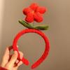 Benming Year Plush Red Flower Headband - Women's Cute Christmas Hair Clip & Face Wash Accessory