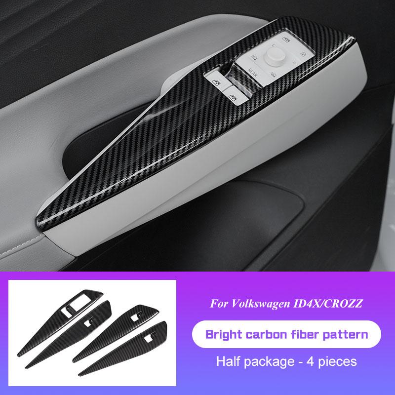 For Volkswagen VW ID3 id.3 ID.4X/CROZZ Car Door Handle Armrest Window Lift Panel Cover ABS Silver Carbon Sticker Car Accessories
