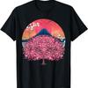 Flower Pink Sakura Mountain Sunset Cherry Blossom T-Shirt