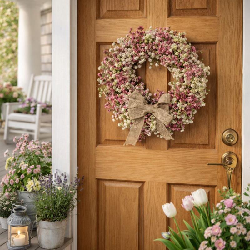 Starry Realistic-Looking Sky Eucalyptus Leaf Wreath Decoration Ornament Realistic And Bright Colors Spring Wall Porch Home Decoration