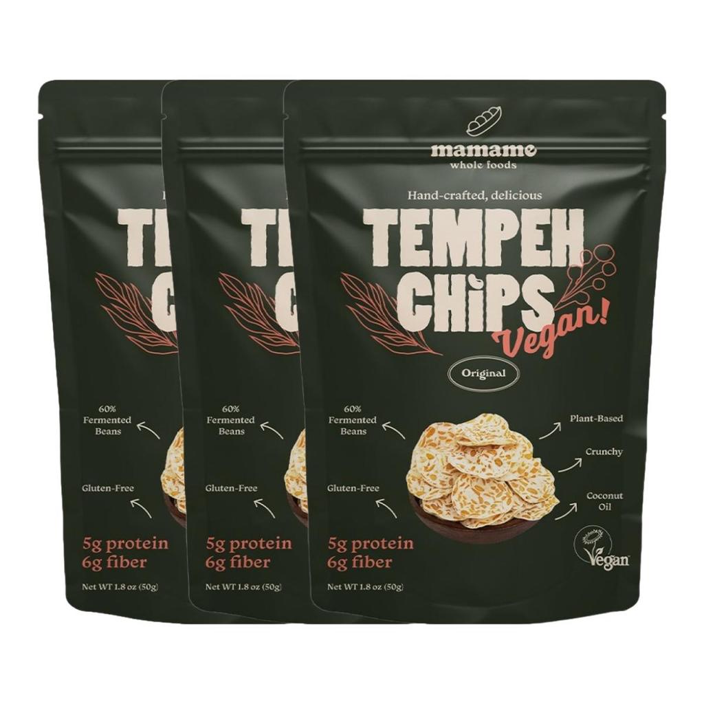 Mamame Patatine di Tempeh Originali Croccanti Snack Salato 50g x 3 Confezioni