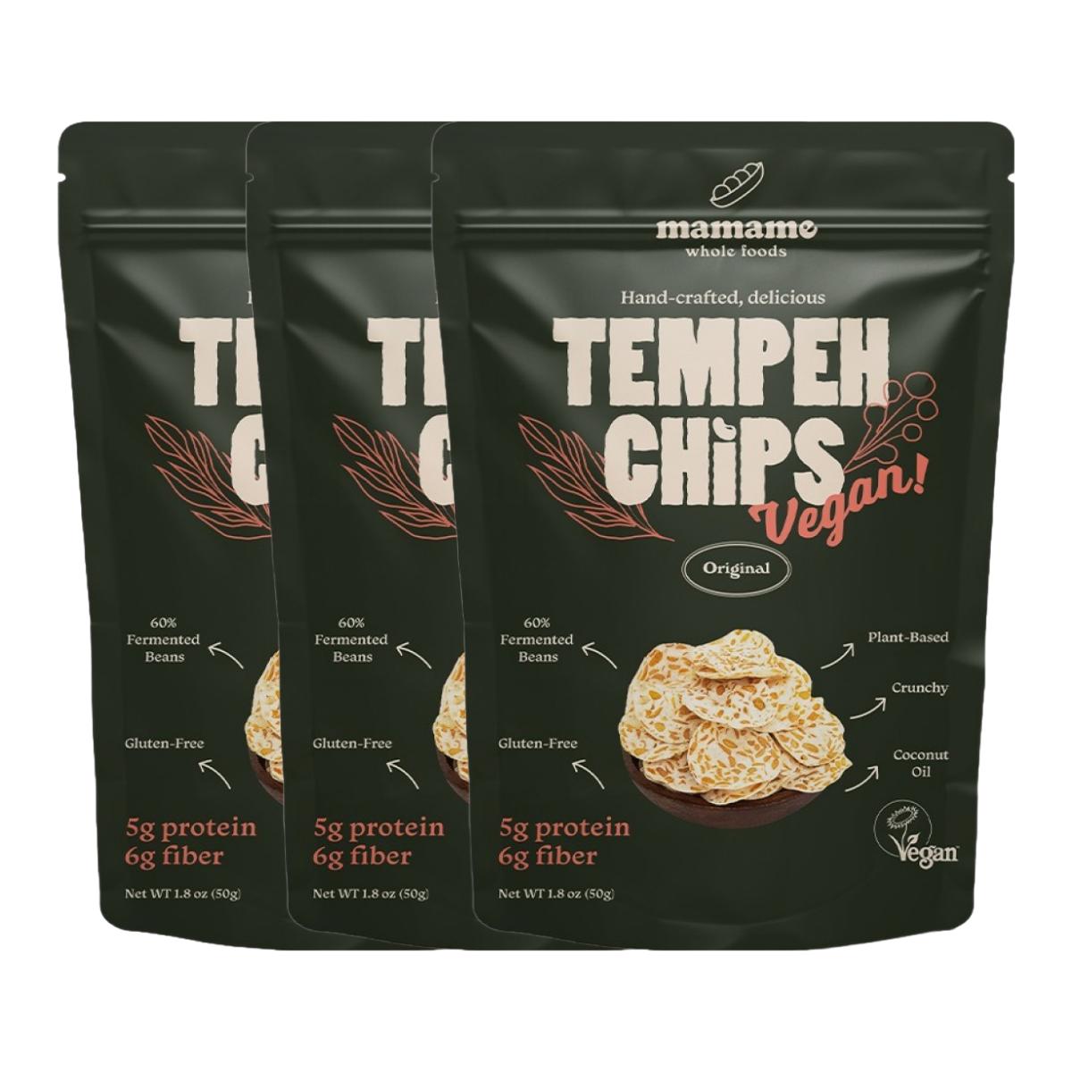 Seoul Pantry Mamame Tempeh Chips Original Crispy Savory Snack 50G X 3 Pack
