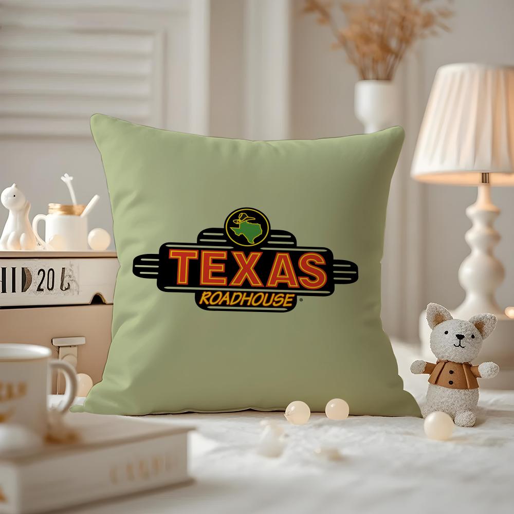 Texas Roadhouse Cushion Cover Anti-dustmite Pillowcase Invisible Zipper Silky Short Plush Sofa Cushion Cover