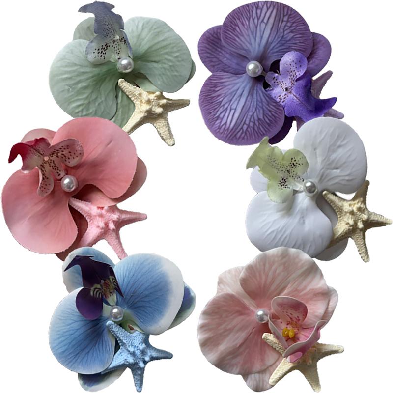 Romantic Phalaenopsis Starfish Hair Clips Female Korean Summer Beach Resort Duckbill Clip Hair Accessories