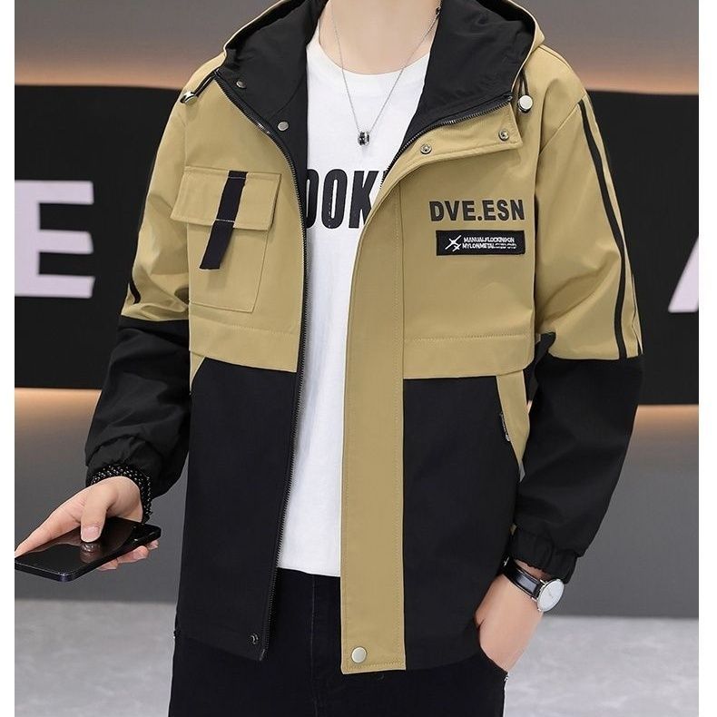 2025 Весна и Осень Новинки Молодежная Тренд Куртка с Капюшоном в Цветовой Блок Персонализированная Осенний Тонкий Высококачественный Топ