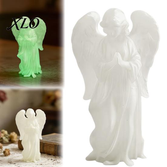Glow-in-the-dark Angel Glow?in?the?Dark Praying Figurine, Luminous Guardian Statue, 3D Printed Delicate Wings Figurine Desktop Ornament