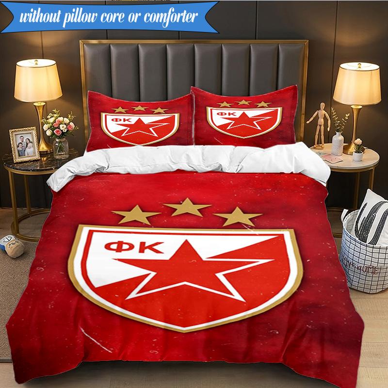 3PCS Crvena Zvezda Bedding Set 2D Printing (Includes 1 Duvet Cover + 2 Pillowcases Coreless), Bedroom decor,Fan Gift