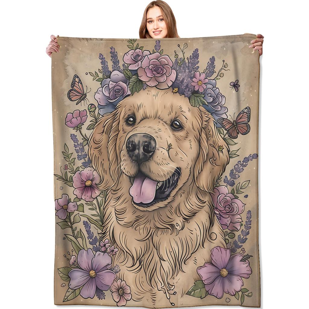 Golden Retriever Blanket Soft Lightweight Flannel Fleece Throw Blanket for Couch Bed Sofa Travel Gift for Women Girls Pet Lovers
