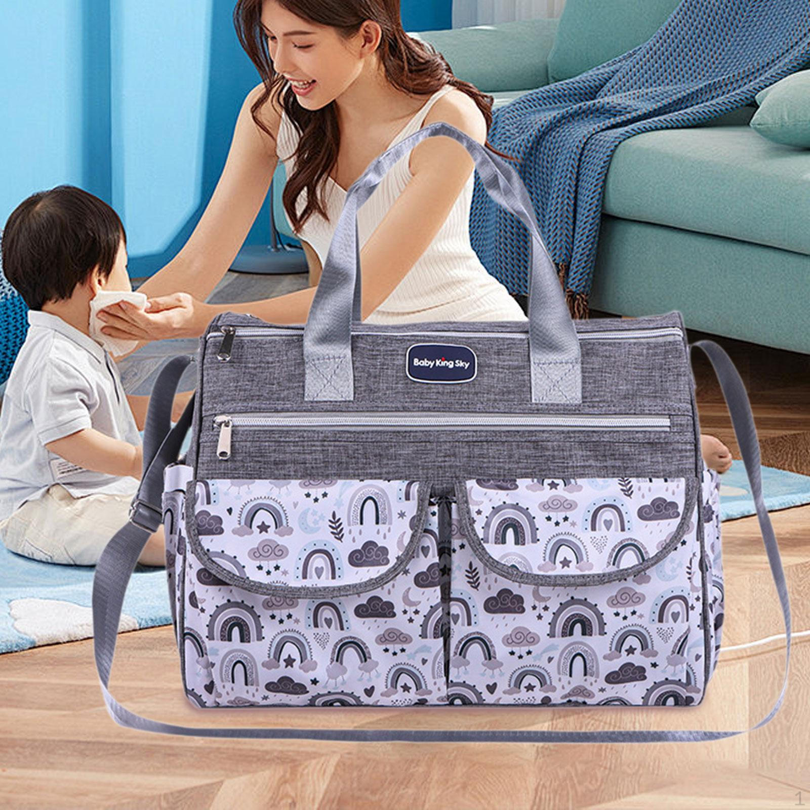 

Сумка для мамы с плечевым ремнем и множеством внешних карманов Gray S