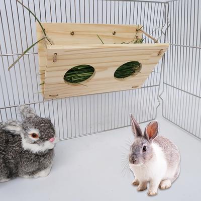 Pet Rabbits Guinea Pig Wooden Foldable Rack Feeder Hay Grass