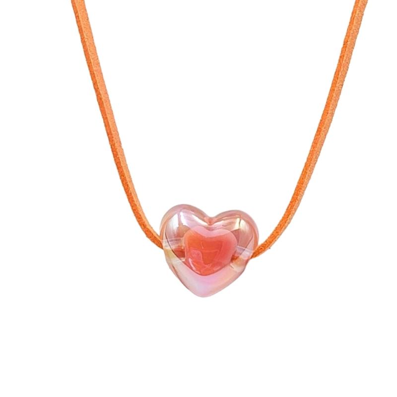 Стильный чокер с подвеской-сердцем Уникальное украшение на шею Привлекательный аксессуар Ожерелье с подвеской-сердцем Идеально для любого случая оранжевый