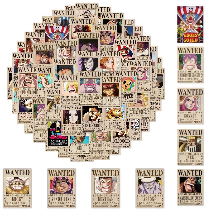 One 50pcs Piece Luffy Zoro Sticker Pirates Wanted Poster Waterproof Laptop Decal