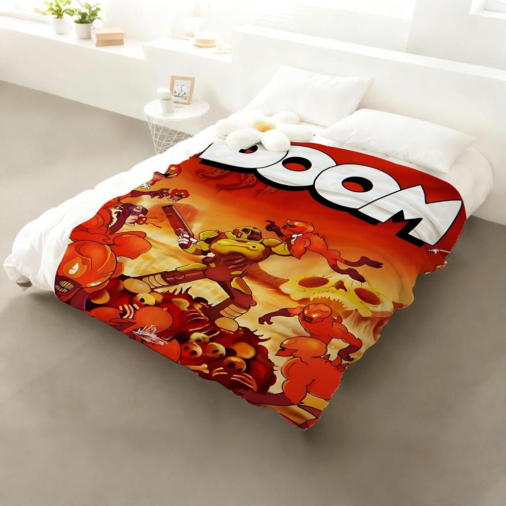 

Game D-Doom E-Eternal Throw Flannel Throw Blanket: Soft Kid-Friendly Warm Anti-Static All Season Washable Couch Bed Home 75x90cm