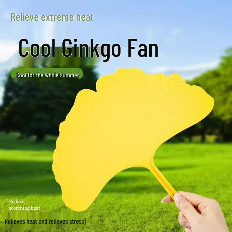Durable Artistic Ginkgo Leaf Round Summer Fan - Essential for Students