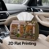 1pc, 2D Flat Printing, Tissue Box Elegant Gift Shop Decoration Pattern Printed Tissue Box, Suitable for Home, Kitchen, And Car Decoration, Tissue Disp