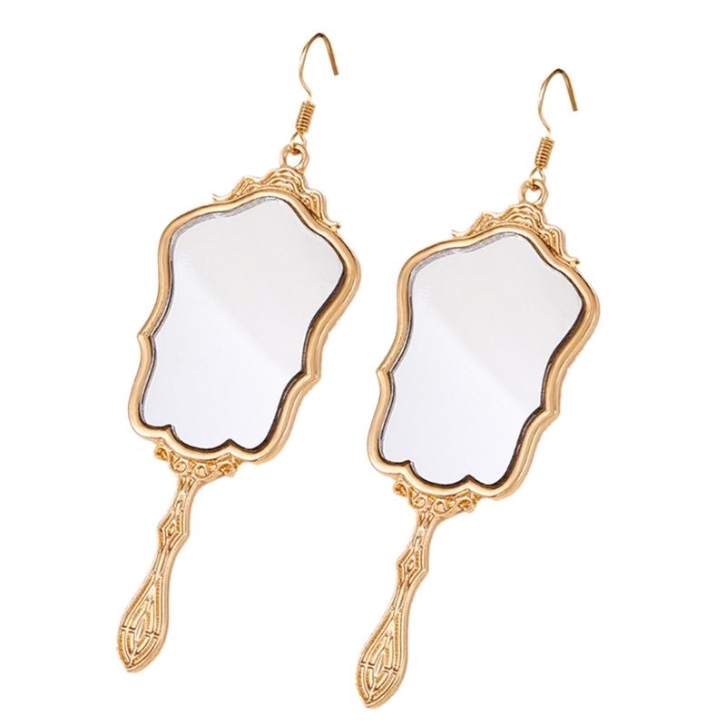 Exquisite Mirror Earrings Reflective Mirror Pendant Stud Earring for Women Girl