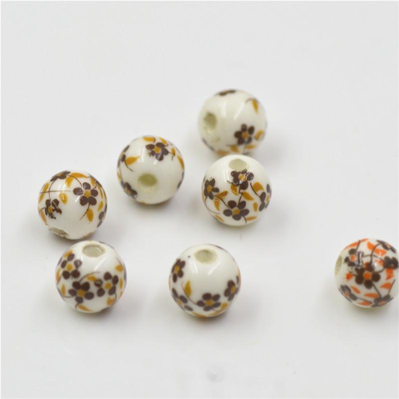 

8mm Red Floral Ceramic Beads for DIY Jewelry 8mm Ceramic Round Beads