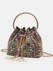 Elegant Silver AB Rhinestone Tassel Handbag - Women's Shoulder Bag for Live Streaming