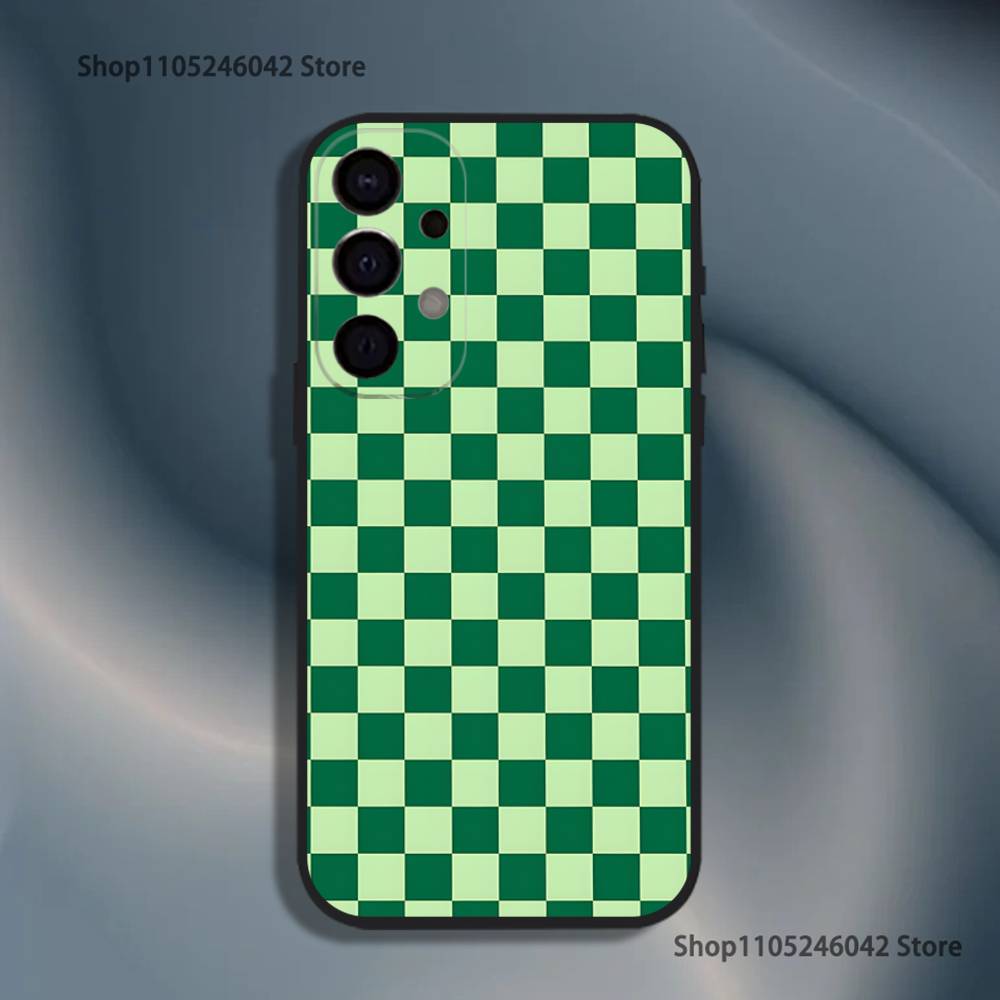 Checkered Pattern Shockproof Phone Case For Samsung S26,S25,S24,S21,S22,S23,S30,Ultra,S20,Plus,Fe,Lite,5G Black Cover