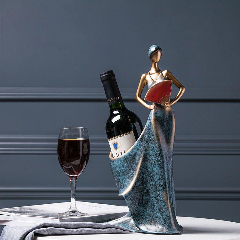 Modern Wine Cabinet Decor: Creative Red Wine Rack Handicrafts for Living Room and Entryway Display