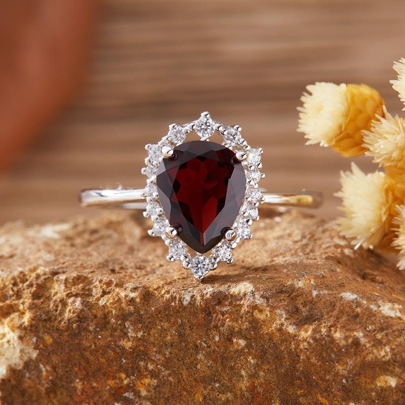 

Natural Color Treasure Topaz Garnet Citrine Amethyst Ring Women S S925 Sterling Silver Index Finger Ring