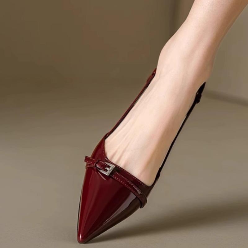 Fashion 2025 Pointed Toe Sexy Mid Heels Party Shoes Women Slingback Sandals Designer Summer Brand Pumps Casual Shoes Dress Slippers