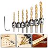 For Wood Drill Bits 7 Pieces Titanium Coated Rust-proof Woodworking Drill Bit Suitable for Wood Drilling Steerable Drill