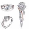 Huitan Two Tone Wedding Rings for Women AA Cubic Zirconia Temperament Elegant Lady Rings Engagement Party Luxury Trendy Zircon