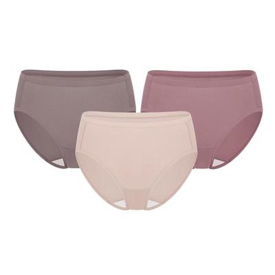 Cottonmom Women's 7A Antibacterial Mid-Waist Panties 3-Pack