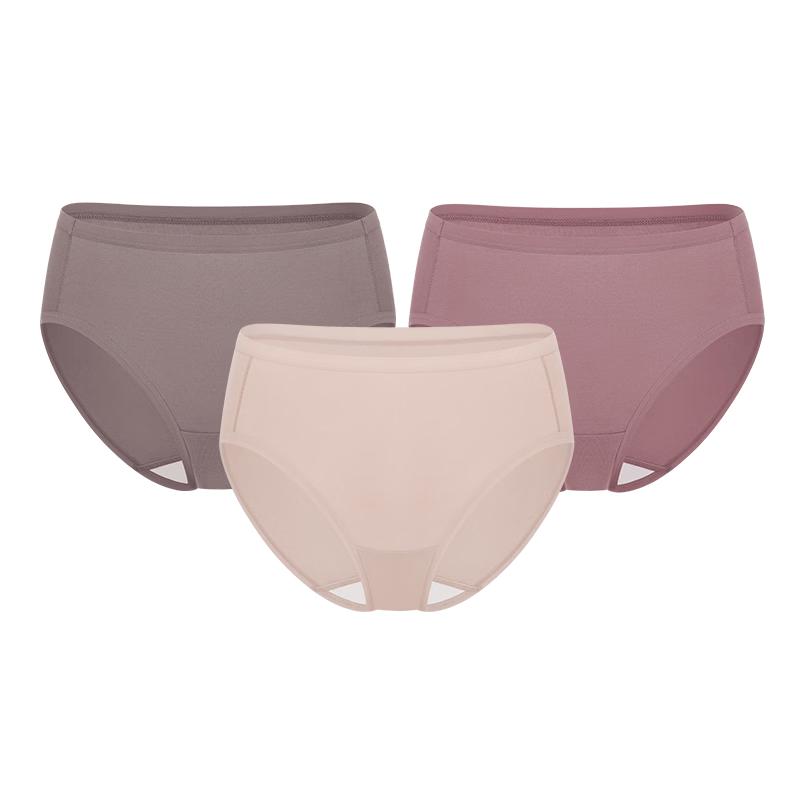 Cottonmom Women's 7A Antibacterial Mid-Waist Panties 3-Pack
