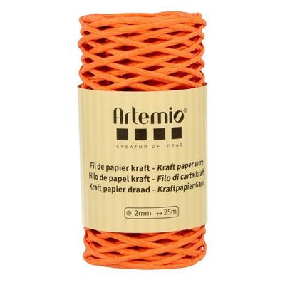 Kraft Paper Thread - ARTEMIO - Orange - 2mm - 25m - Durable with Metal