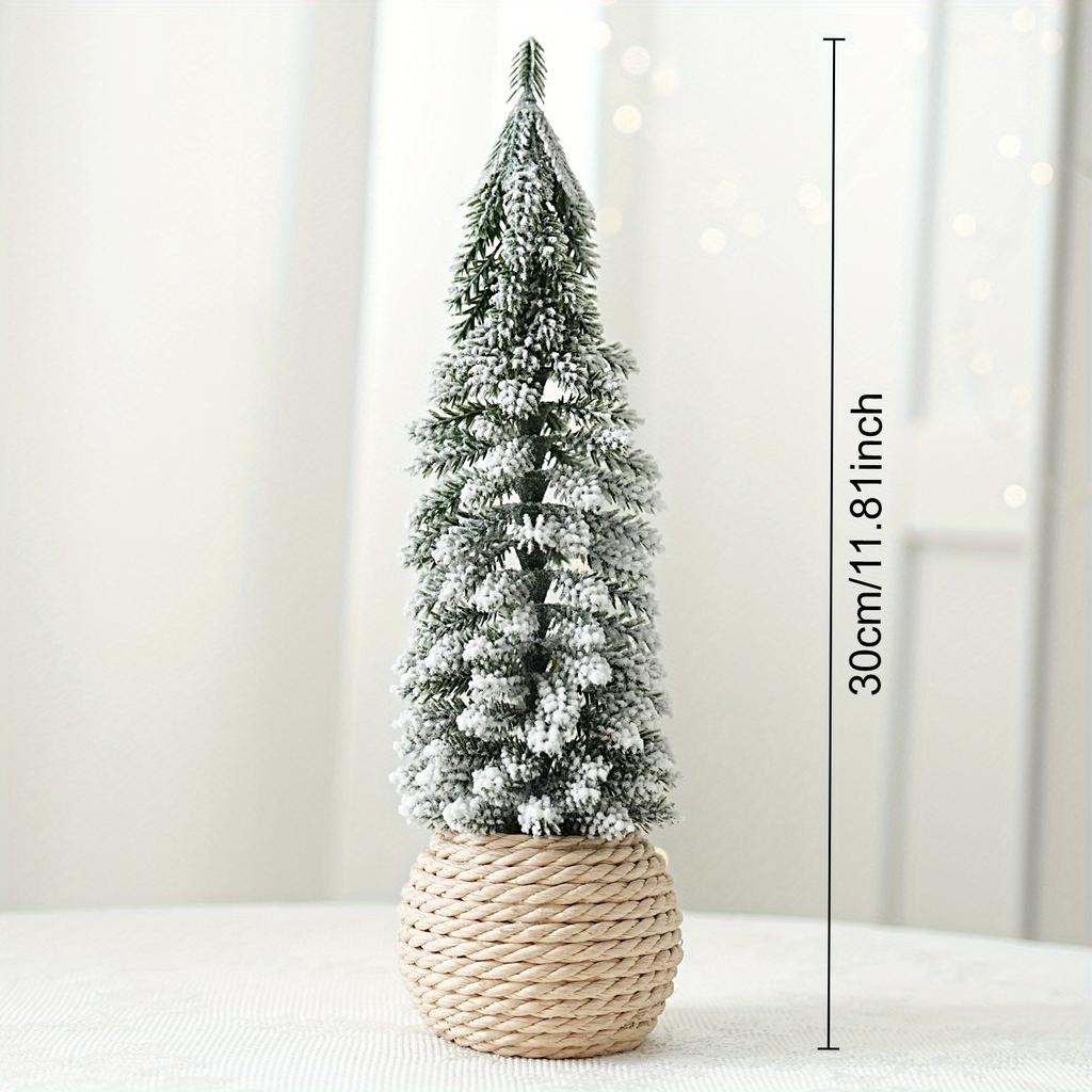 4pcs Set of Artificial Mini Christmas Tree,  Hemp Rope Bottom Basin Christmas Tree, Suitable for Home Desktop Decoration At Christmas
