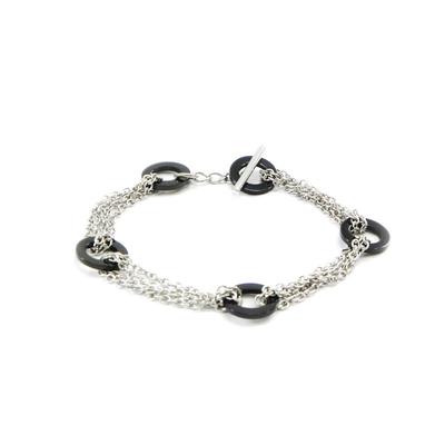 [I3308] - Black Silver 'Choreography' Steel Bracelet (ruthenium)