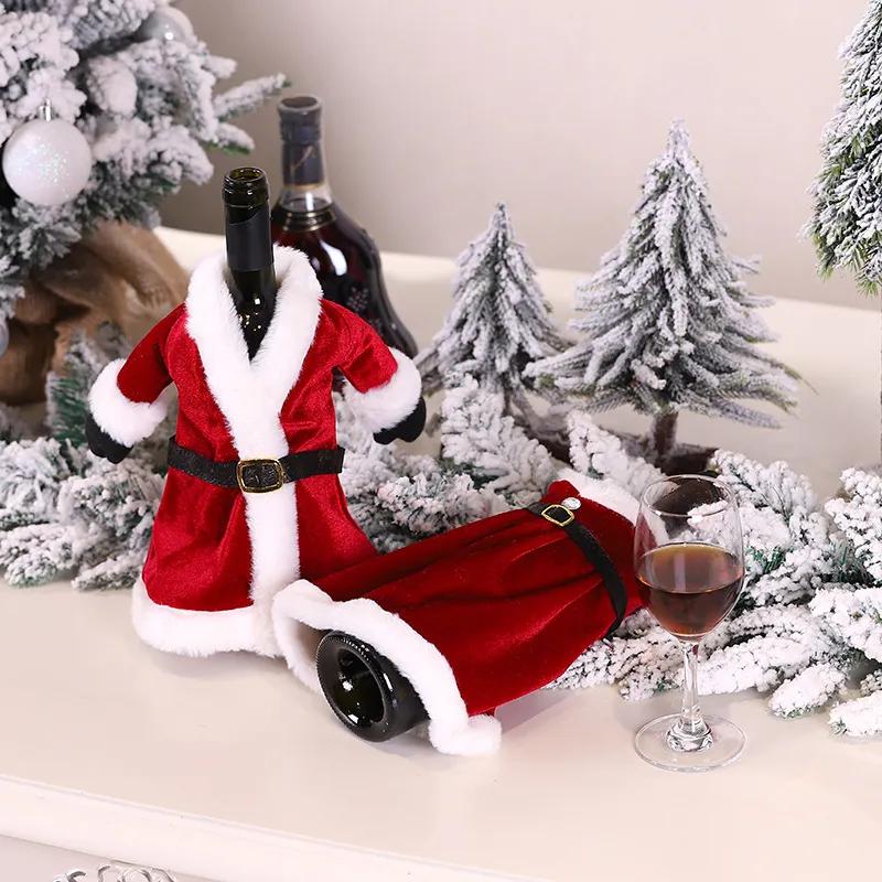 Christmas Wine Bottle Dress Up Skirts Creative Red Wine Champagne Bottle Covers Creative Gift Idea Christmas Decorations YFA2216