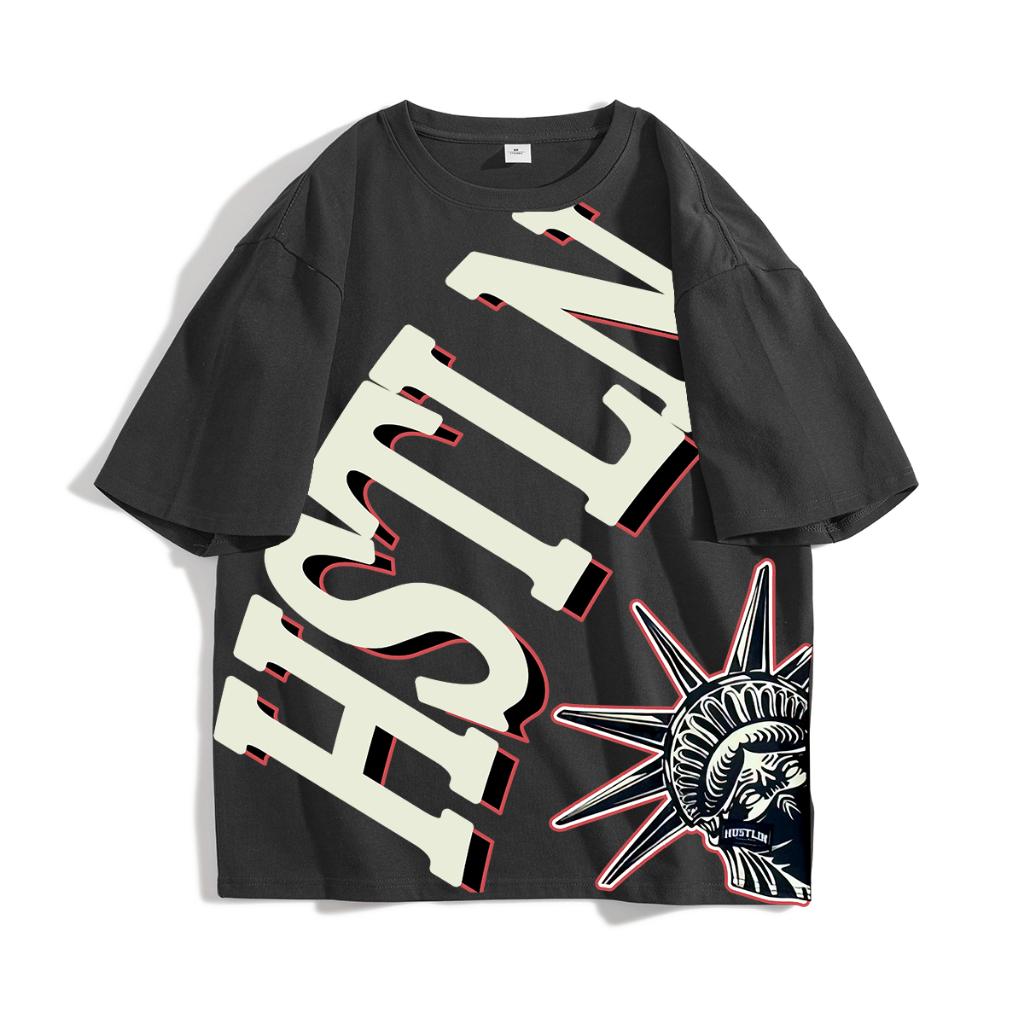 Oversize T-shirt for Men Casual Loose Cotton Round Neck cloting retro culture tshirt