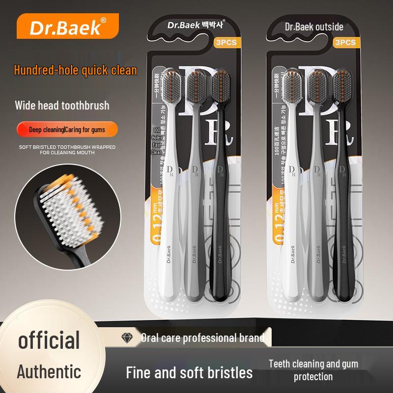 Korean Adult Wide Head Toothbrush with Soft Bristles for Advanced Cleaning and Gum Care - 3 Pack