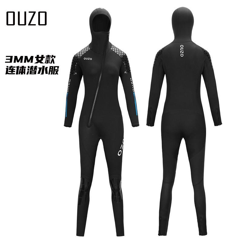 Diving Wetsuit 3mm Fullsuit Hooded Unisex Thermal Neoprene Surfing Snorkeling Winter Swimming