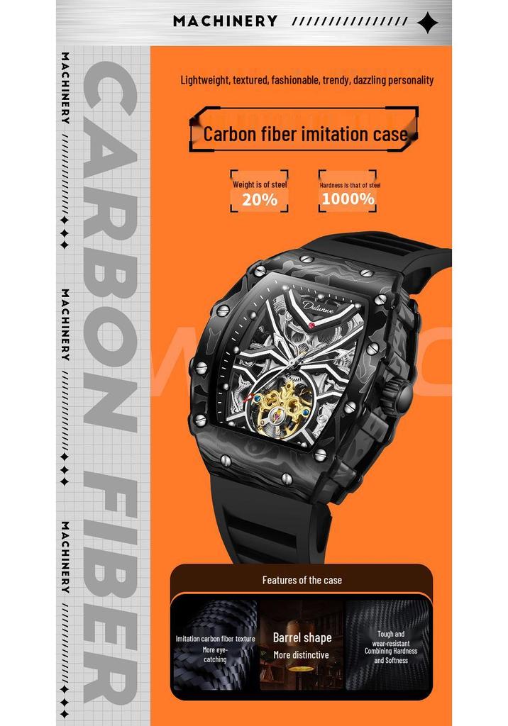 Richard Skeleton Barrel-Shaped Luminous Waterproof Men's Sports Watch