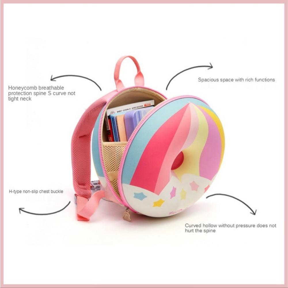 Kawaii Backpack Cartoon Children's Schoolbag Cute Rainbow Doughnut Kindergarten Leisure Backpack Boys and Girls 1-3 5-6 Years