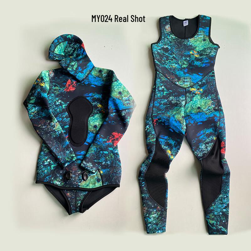 

WEZHO Camouflage Two-Piece Hooded Wetsuit