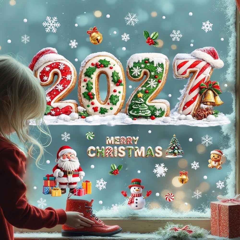 Snow Designs Christmas Window Stickers Santa Claus Designs Christmas Window Decals  Home Decor