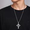 Turquoise European-Style Cross Pendant Necklace - Trendy Punk Fashion Sweater Chain Ornament