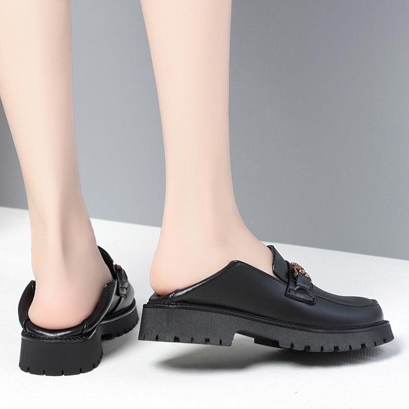 Chaussures Penny de printemps en cuir véritable pour femmes, mocassins à enfiler à plateforme pour étudiantes