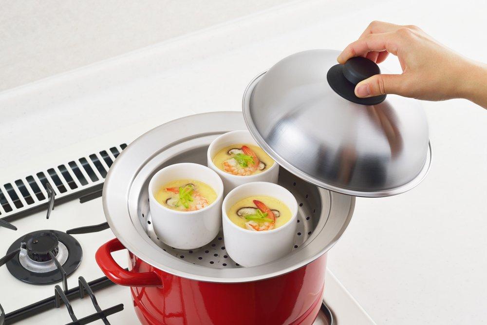 Yoshikawa Steamer for Compatible with Steaming Made In Stainless Steaming Easy Steaming Plate On the Pot YJ2302 Pots, 20~22cm Pots, Plate, Japan,