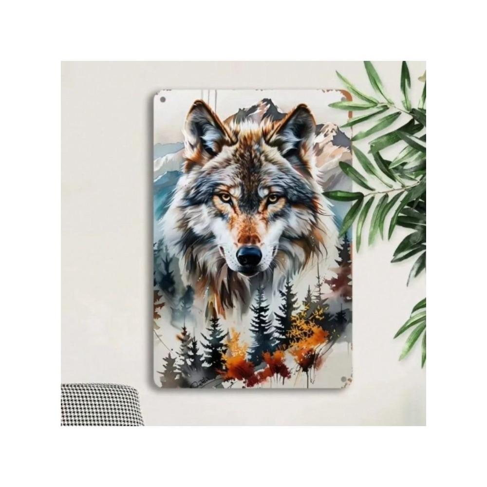Vintage Metal Wolf Sign Wall Art Retro Bar Decor Tin Poster