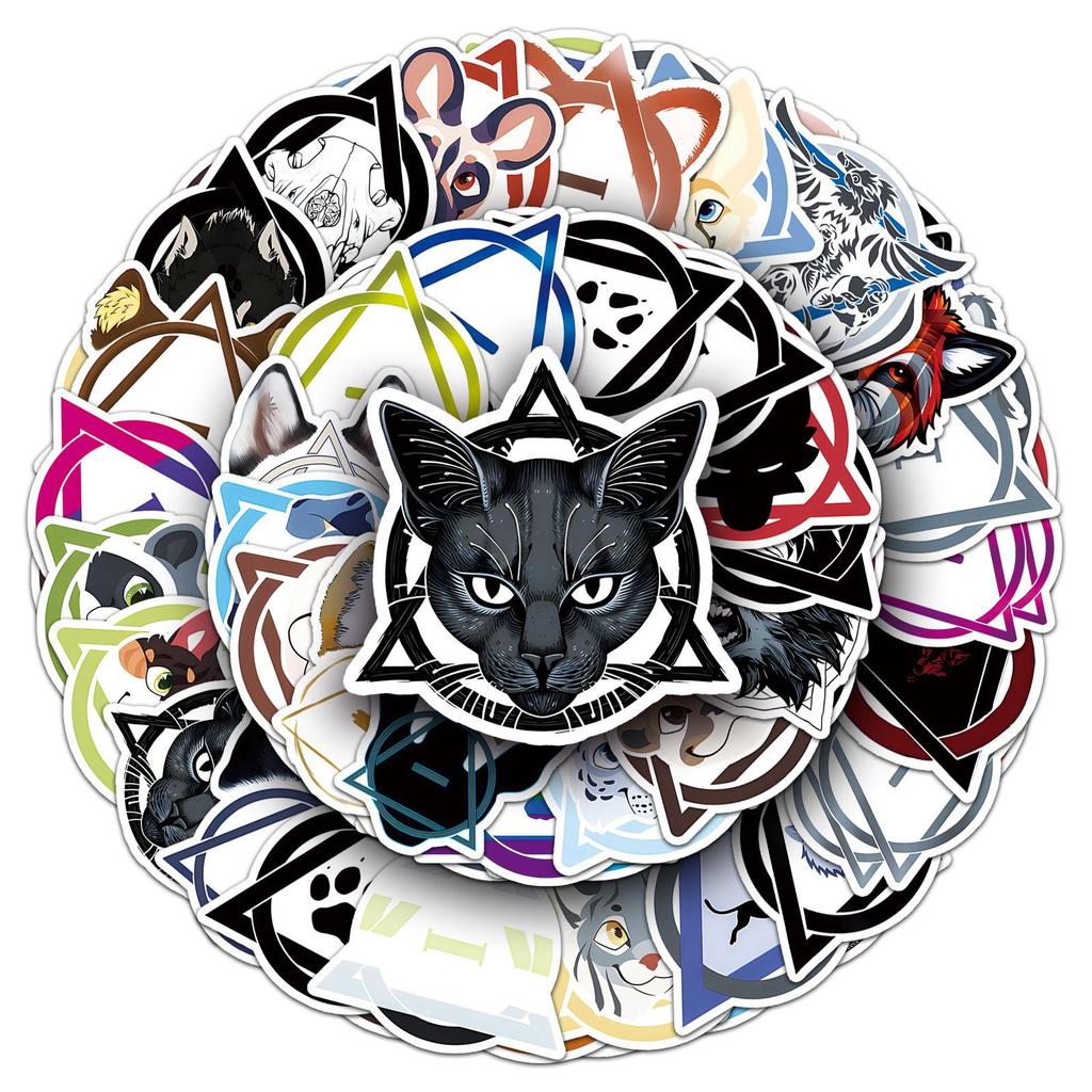 50 Cartoon Animal Graffiti Stickers: Waterproof and Trendy for Boxes, Water Cups, and Notebooks