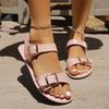 Summer women's flat bottomed belt buckle lightweight open toe sandals