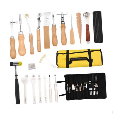 29x PU Leder Arbeits Werkzeuge Kit Handwerk Hammer Organizer Supplies DIY Nähen für