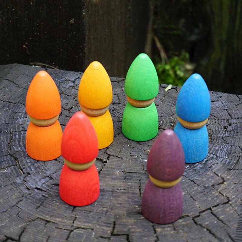 Nordic Hand-Painted Wooden Puppet Doll Set - DIY Creative Six-Piece Collection