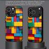 Colorful Wood Block Pattern 2D Phone Case for iPhone 17 16 15 14 13 12 11 X XR XS Max Pro 8 Plus - Glass Protective Cover